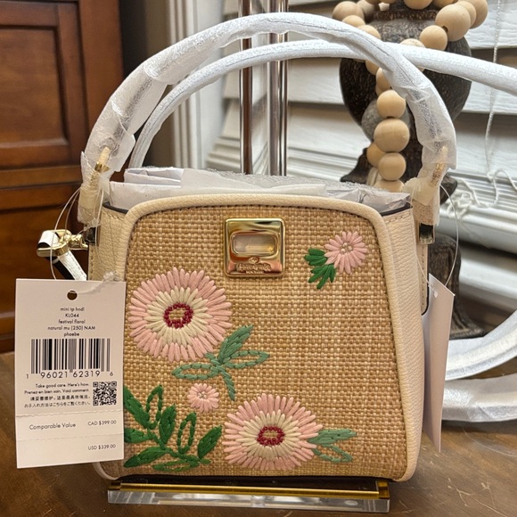 kate spade Handbags - Kate Spade Cream and Green Floral Mini Bag